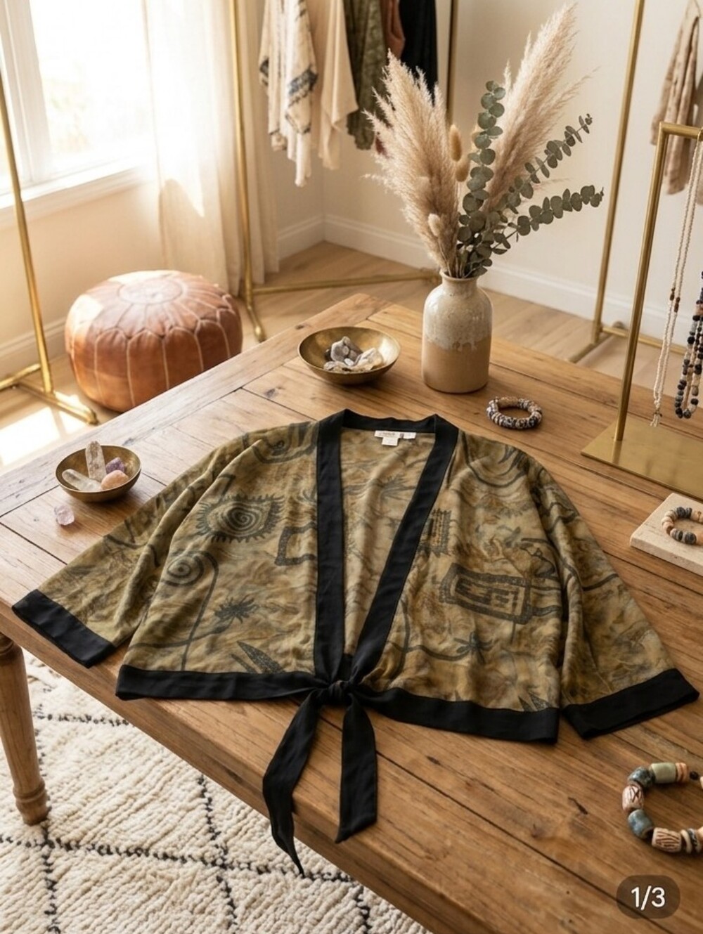 Lightweight Olive Green Sheer Tie-Front Sweater Cardigan